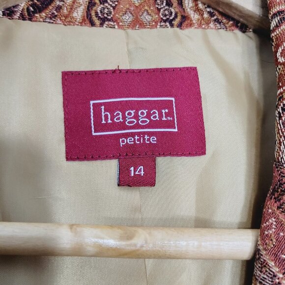 Haggar Brown Neutrals Paisley Jacket Blazer Tapestry Weave Lined Two Button - Picture 8 of 16
